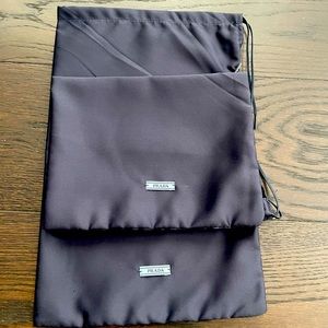 2 matching authentic Prada shoe dust bags